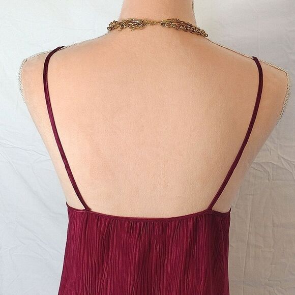 VTG 80s Fuscia Pink Textured Floral Tank Midi Slip Dress Large - Picture 14 of 16